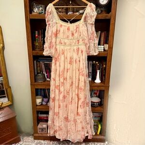BHLDN Mabel Blush Pink Floral Maxi Dress